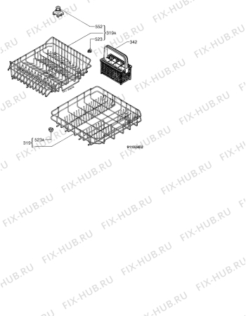 Взрыв-схема посудомоечной машины Electrolux ESF663 - Схема узла Baskets, tubes 061